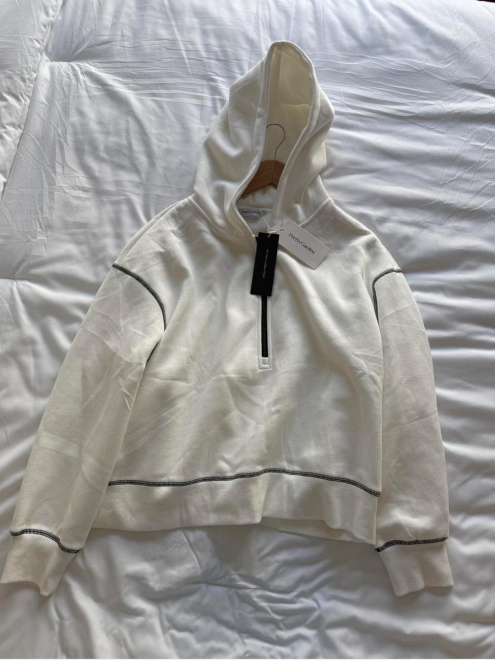 White Quarter Zip up Hoodie